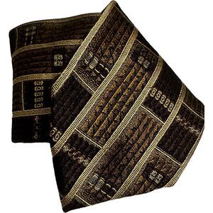 ROBERT TALBOTT Tie Best of Class NORDSTROM Silk Embroidery Gold Brown 57”